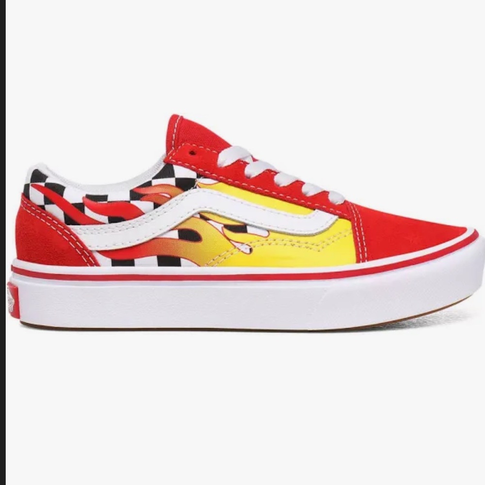 Vans boys Red and Yellow Flame Sneakers